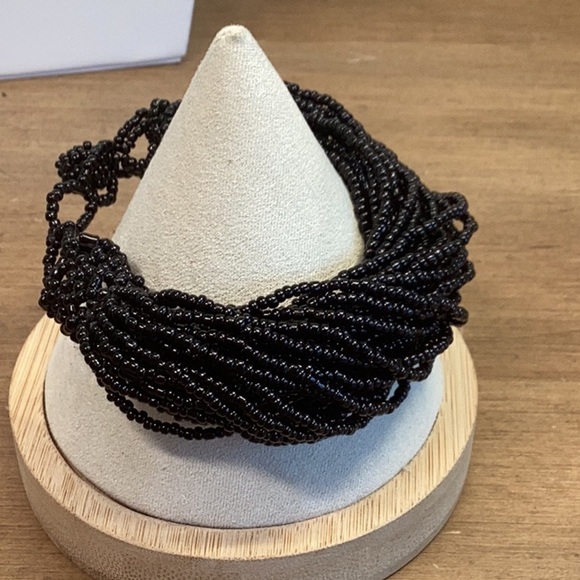 Black Seedbead Necklace with Vintage Similar Bracelet Set - Picture 5 of 8